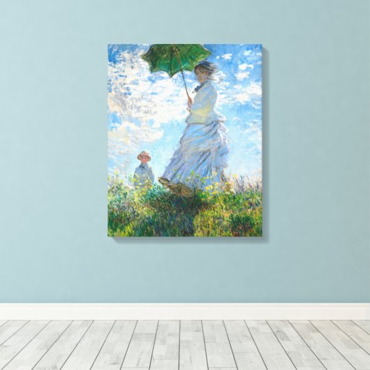 Claude Monet's Madame Monet en haar zoon Canvas Afdruk (Insitu (Houten vloer))
