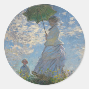 Claude Monet's Vrouw met een Parasol (De Stroll) Ronde Sticker