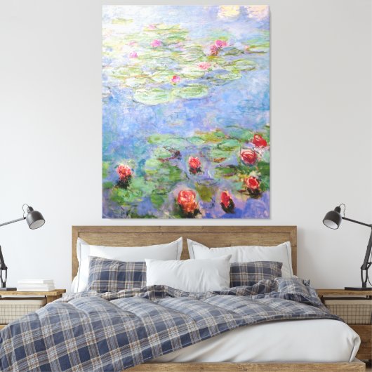 Claude Monet's Water Lilies Canvas Afdruk (Insitu (Slaapkamer))