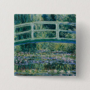 Claude Monet's Water Lilies en Japanse brug Vierkante Button 5,1 Cm