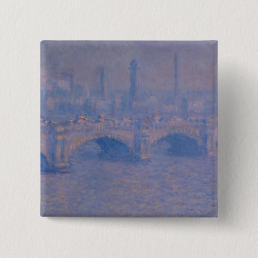 Claude Monet's Waterloorbrug Vierkante Button 5,1 Cm (Voorkant)