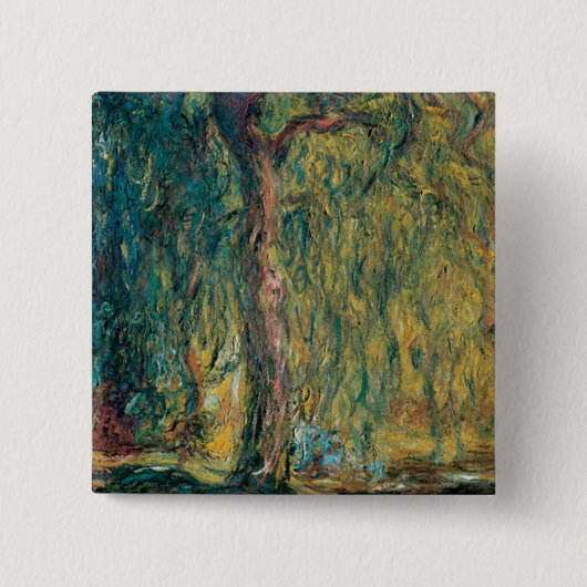 Claude Monet's weeping Willow Vierkante Button 5,1 Cm (Voorkant)