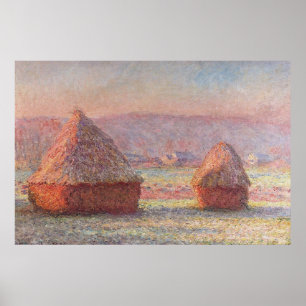 Claude Monet's White Frost Sunrise (hooibergen) Poster