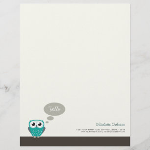 Claude the Little Owl Letterhead Briefhoofd