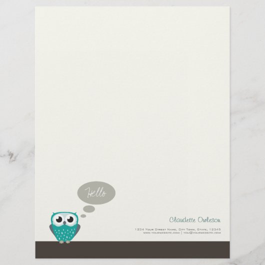 Claude the Little Owl Letterhead Briefhoofd (Voorkant)