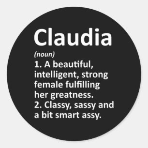 Claudia Definitie Persoonlijke Naam Grappig Kerstm Ronde Sticker