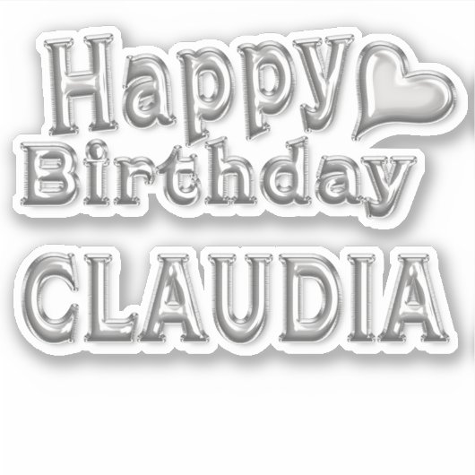 Claudia Happy Birthday silver Aufkleber Sticker (Voorkant)