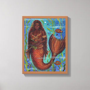 "Claudina" tropische zeemeermin door Renee Lavoie Canvas Afdruk