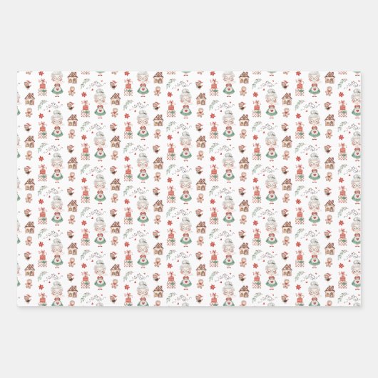 Claus Wrapping Paper Flat Sheet Set of 3 (Voorkant)