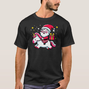 clause santa mignonne équitation unicorn TShirt