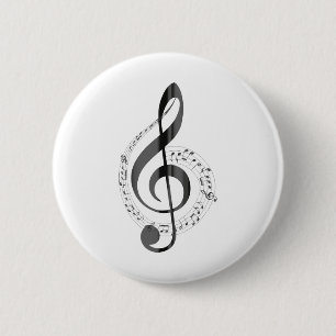 Clave de Sol Pentagrama y Melodia Ronde Button 5,7 Cm
