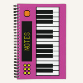 Clavier de musique rose Carnet spiral (Recto)