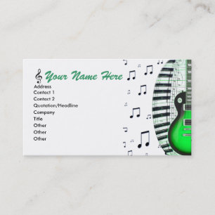 Clavier de piano de guitare et carte de visite