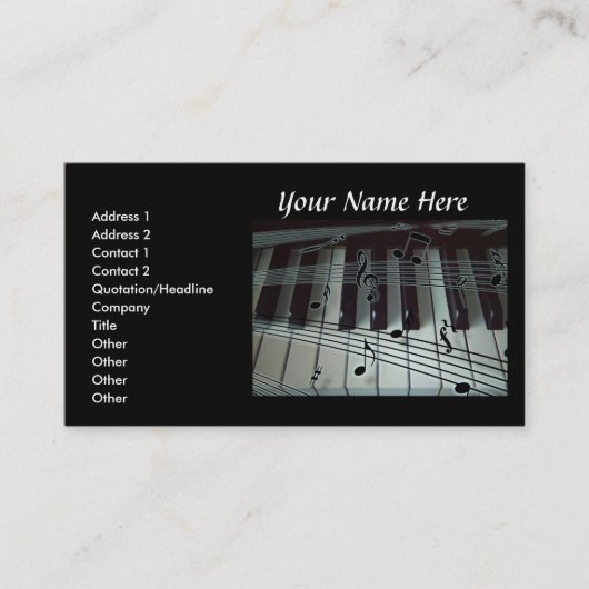 Clavier de piano et carte de visite de notes de (Devant)