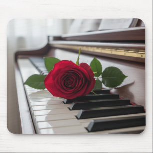 Clavier de piano et une rose - Tapis de souris élé