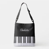 Clavier de piano, sac crossbody noir et blanc (Dos)