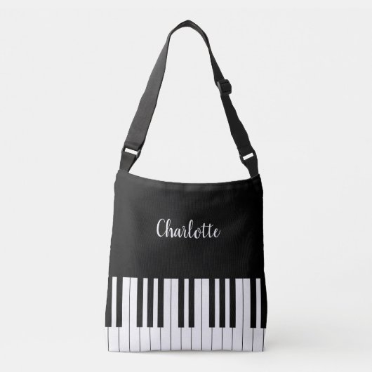 Clavier de piano, sac crossbody noir et blanc (Devant)