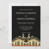 Clavier noir et or Faire-part de mariage (Devant)