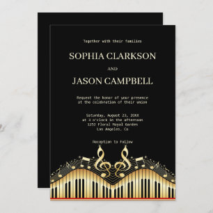 Clavier noir et or Faire-part de mariage