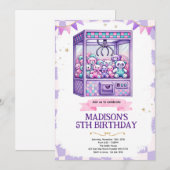 Claw machine arcade party invitation (Devant / Derrière)