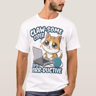 Claw-some Coder Anime Cat T-Shirt - Grappig Progra