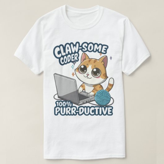 Claw-some Coder Anime Chat T-Shirt - Drôle Program (Design devant)