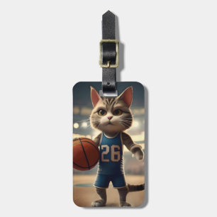 Claw-some Hoops: De onverschrokken kat basketballe Bagagelabel