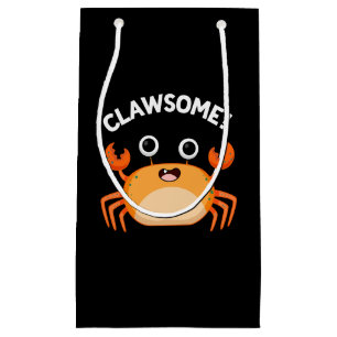 Clawsome Funny Geweldige Crab Pun Dark BG Klein Cadeauzakje