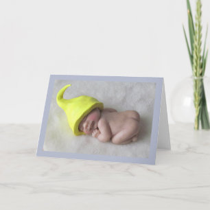 Clay Baby die op tummy, Elf Pet, sculptuur slapen Kaart