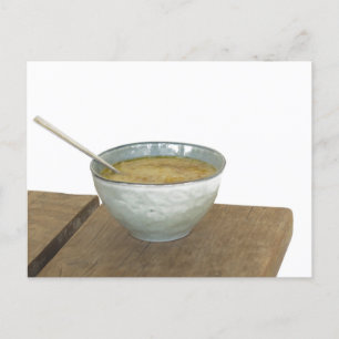 Clay Bowl Spoon Oats Porridge Table Briefkaart
