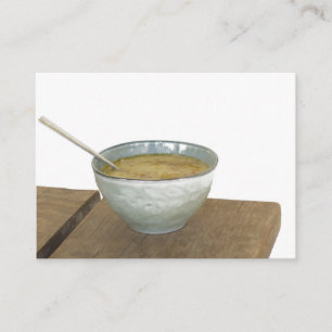 Clay Bowl Spoon Oats Porridge Table Informatiekaartje