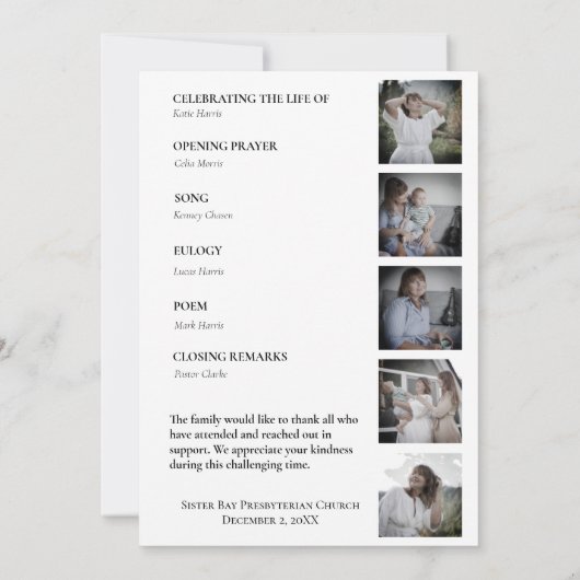 Clay Celebration of Life Begrafenisprogramma Kaart (Achterkant)