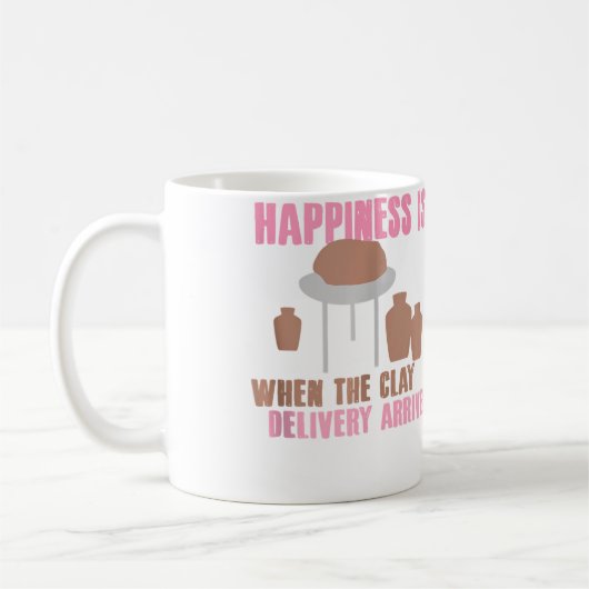 Clay Delivery Happiness Pottery Design Koffiemok (Links)