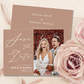 Clay Elegant Script Modern Photo Simple Wedding Save The Date