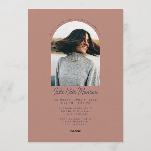 Clay Grad Announcement and Invitation with Photo Kaart (Achterkant)