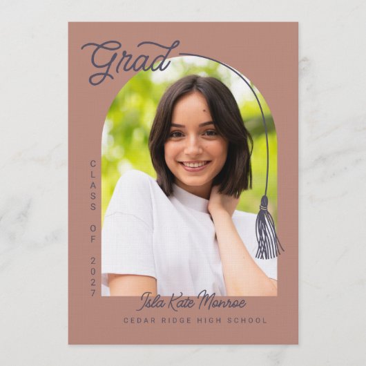 Clay Grad Announcement and Invitation with Photo Kaart (Voorkant)