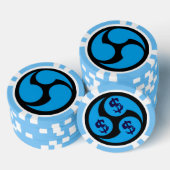 Clay Poker Chips, Blauwe Gestreepte Rand Pokerchips (Opstapeling)