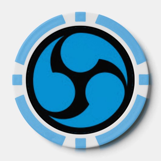 Clay Poker Chips, Blauwe Gestreepte Rand Pokerchips (Voorkant)