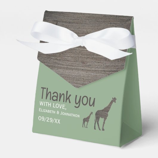 Clay Safari Giraffe, rustieke bruiloft Bedankdoosjes (Voorkant Zijde)