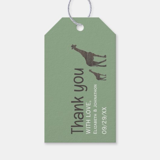 Clay Safari Giraffe, rustieke bruiloft Cadeaulabel (Voorkant)