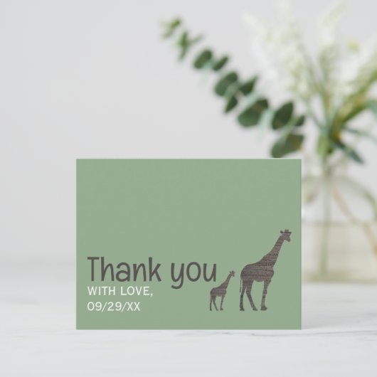 Clay Safari Giraffe, rustieke bruiloft dank u Briefkaart (Staand voorkant)