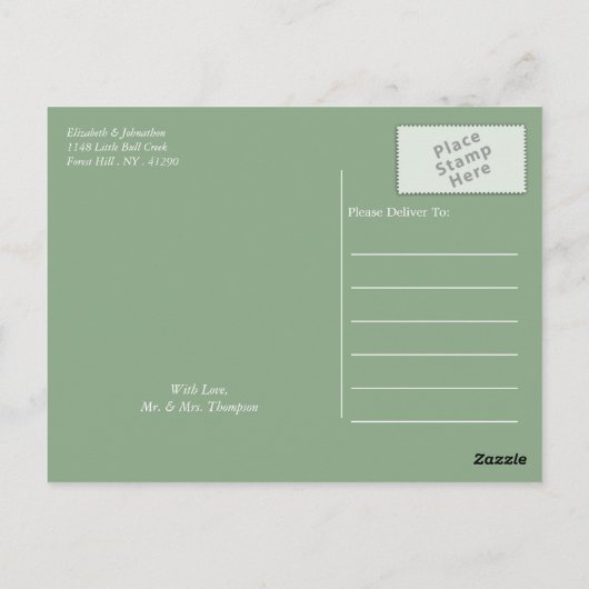 Clay Safari Giraffe, rustieke bruiloft dank u Briefkaart (Achterkant)