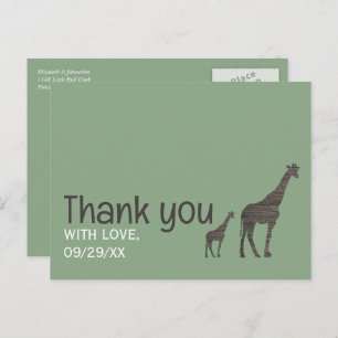 Clay Safari Giraffe, rustieke bruiloft dank u Briefkaart