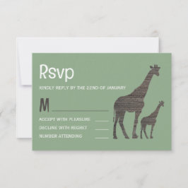 Clay Safari Giraffe, rustieke bruiloft RSVP Kaartje