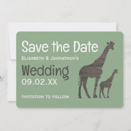 Clay Safari Giraffe, rustieke bruiloft Save The Date