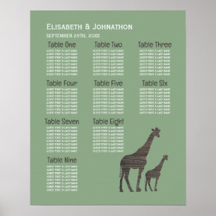 Clay Safari Giraffe, rustieke bruiloft zitgrafiek Poster