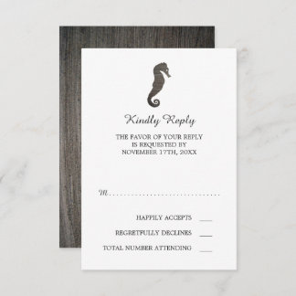 Clay Seahorse Beach Wedding RSVP Kaartje