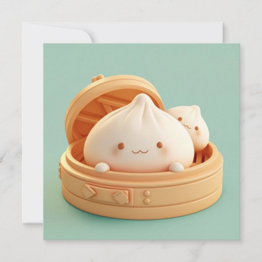 Clay Steamed Dumplings in Bamboo Basket Postcard (Voorkant)