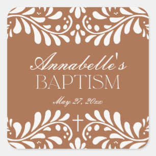 Clay Talavera Tegel Spaans Fiesta Doopgunst Vierkante Sticker