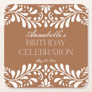 Clay Talavera Tegel Spaans Fiesta verjaardagsfeest Vierkante Kartonnen Onderzetter